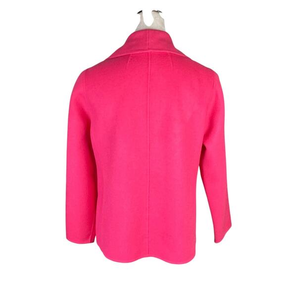 Talbots Petites Wool Blend Solid Hot Pink Felt Business Casual Blazer Jacket - Picture 3 of 12